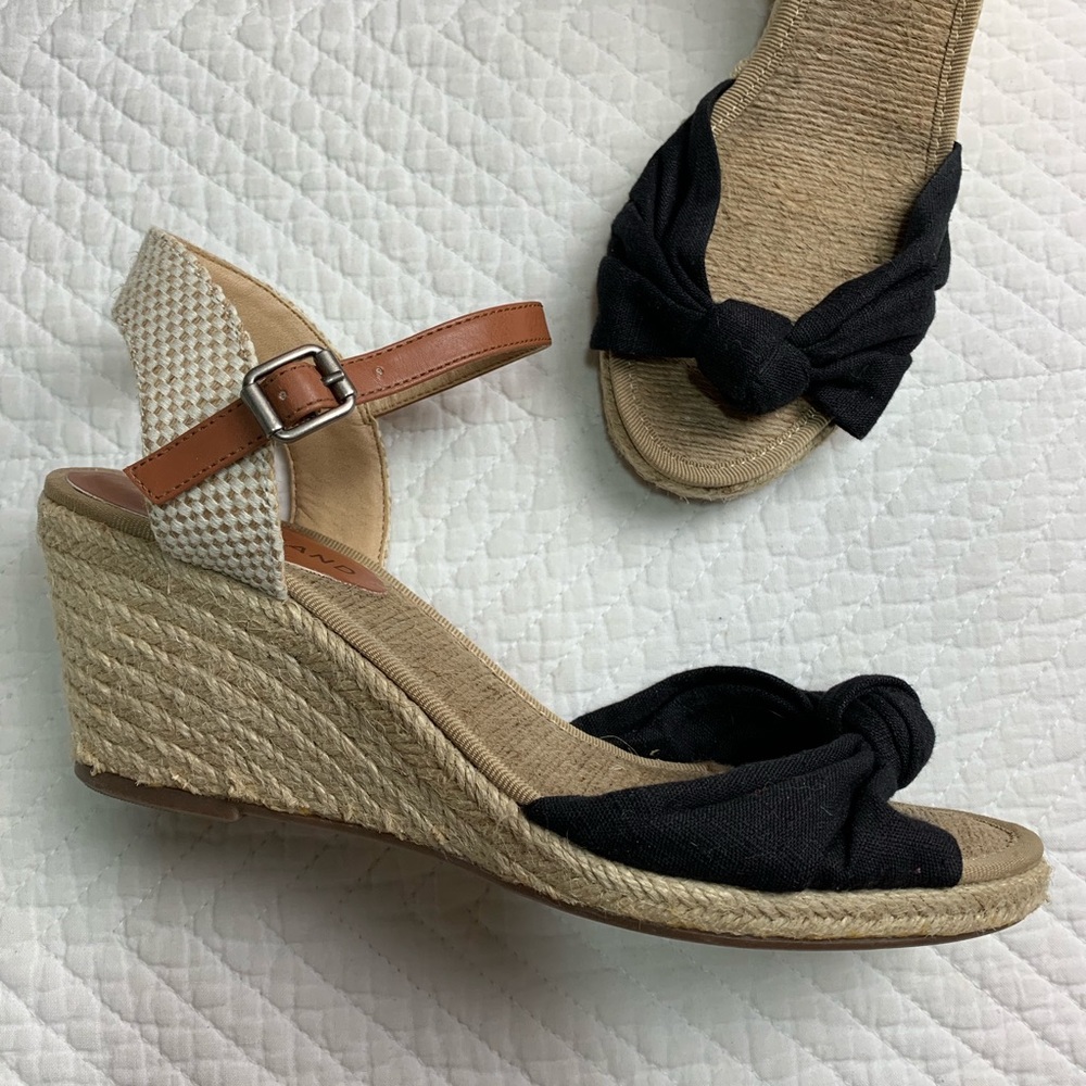 Lucky Brand Black Espadrille Low Wedges Sandals 7